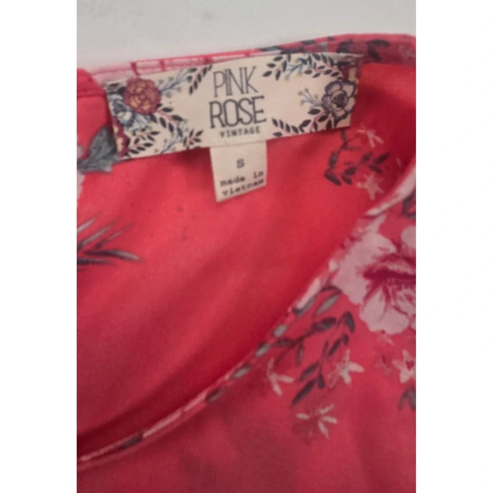 Pink Rose Small Cold Shoulder Top Womens Coral Floral Excellent